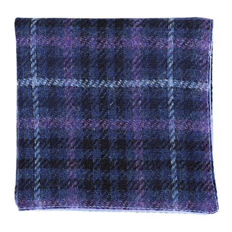 JAGGS_costume_sur_mesure_Belgique_waterloo_bruxelles_pochette_TWEED_Holland_and_Sherry_BLEU_MAUVE_CARREAUX_PERTH_dos_bleu_ciel_d