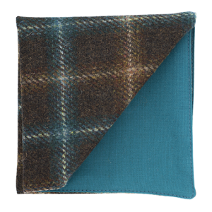JAGGS_costume_sur_mesure_Belgique_waterloo_bruxelles_pochette_TWEED_Holland_and_Sherry_MARRON_TURQUOISE_CARREAUX_Fort_william_do