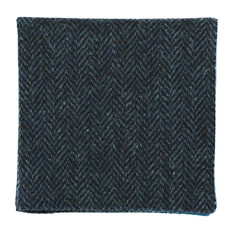 JAGGS_costume_sur_mesure_Belgique_waterloo_bruxelles_pochette_TWEED_Holland_and_Sherry_TURQUOISE_FONCE_CHEVRON_DUNDEE_dos_vert_c