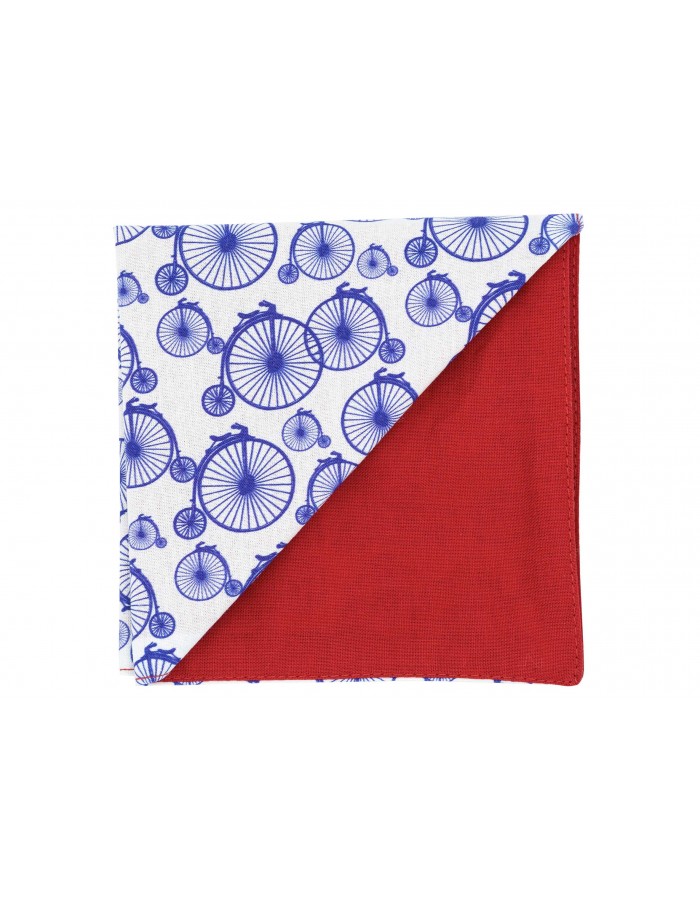 JAGGS_COSTUME_CHEMISE_SUR_MESURE_POCHETTE_MOTIF_ANCIEN_VÉLO_BLEU_ROI_VÉLOCIPÈDE_DOS_ROUGE