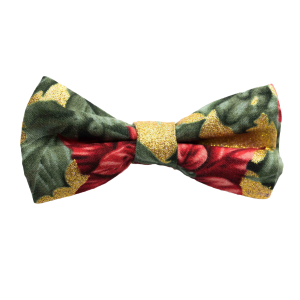 Nœud papillon "Christmas Gold" - rose de Noël sur fond doré