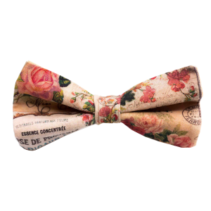 Nœud papillon "Le Provençal" - fleurs roses sur fond rose pastel