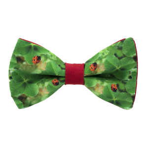 Nœud papillon "Lucky" - coccinelles rouges & trèfles à 4 feuilles