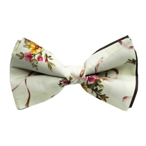 Nœud papillon "Renaissance" - Fleurs sur fond vert pâle