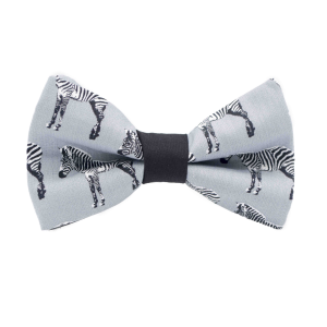 Nœud papillon "Zebra" - Zèbres sur fond gris