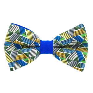 Nœud papillon motif japonais kaléidoscope bleu