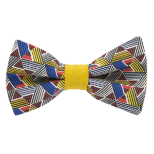 Nœud papillon motif japonais kaléidoscope jaune