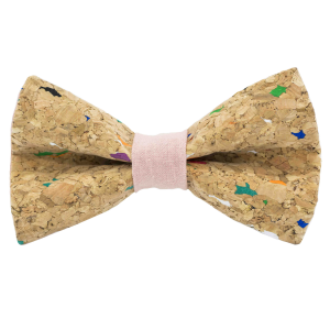 Nœud papillon en liège multicolore "Muscat" corail