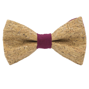 Nœud papillon en liège paillettes argentées "Merlot" bordeaux