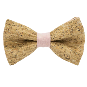 Nœud papillon en liège paillettes argentées "Merlot" corail