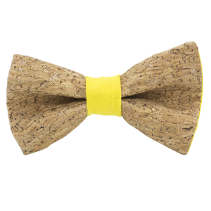 Nœud papillon en liège paillettes argentées "Merlot" Jaune