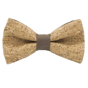 Nœud papillon en liège paillettes argentées "Merlot" Marron