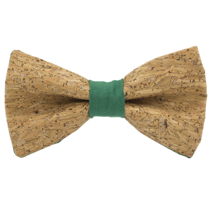 Nœud papillon en liège paillettes argentées "Merlot" vert