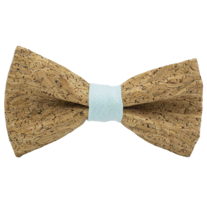 Nœud papillon en liège paillettes argentées "Merlot" vert d'eau