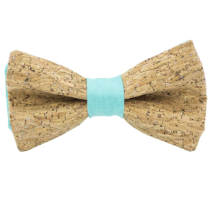 Nœud papillon en liège paillettes argentées "Merlot" vert piscine