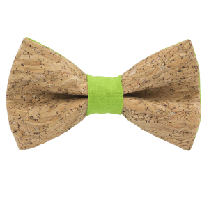 Nœud papillon en liège paillettes argentées "Merlot" vert pomme