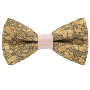 Nœud papillon en liège paillettes dorées "Chardonnay" corail