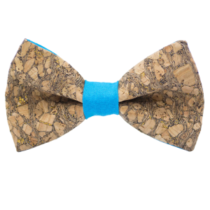 Nœud papillon en liège paillettes dorées "Chardonnay" turquoise