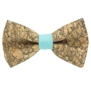 Nœud papillon en liège paillettes dorées "Chardonnay" vert piscine