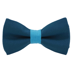 Nœud papillon bleu canard uni - bague turquoise
