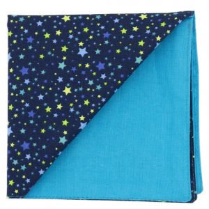 Pochette "Interstellar" - étoiles jaunes, bleues et turquoises sur fond bleu marine