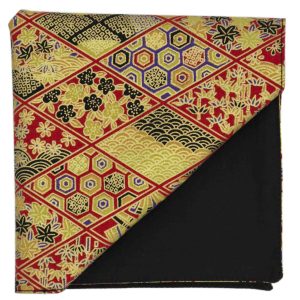 Pochette "Pékin Express" - motifs chinois jaunes, noirs, rouges et mauves