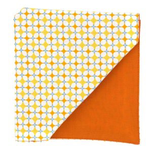 Pochette "Seventies" - losanges jaunes et orange sur fond blanc