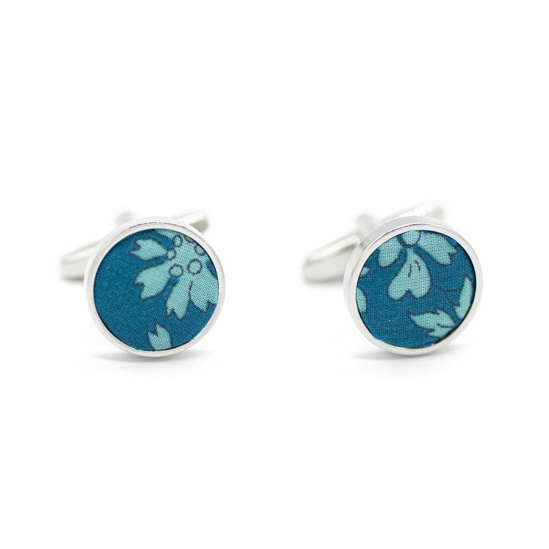 Bouton de manchettes Liberty Capel bleu canard