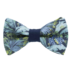 Nœud papillon motif tropical jungle night bleu