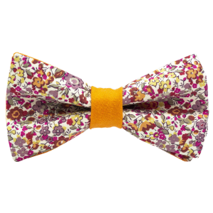 Nœud papillon Liberty "Emma and Georgina" rose- bague orange
