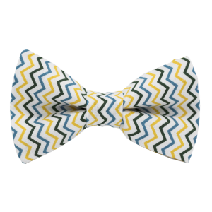 Nœud papillon motif zigzag jaune bleu