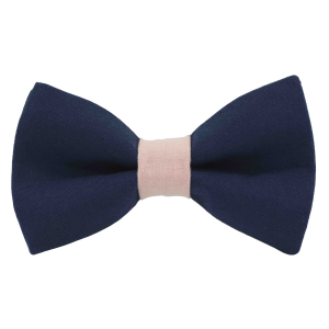 Nœud papillon bleu marine uni - bague corail