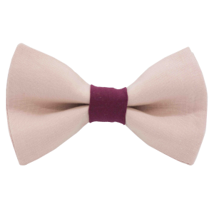 Nœud papillon corail uni - bague rose framboise