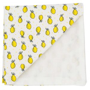 Pochette "Lemon Mania" - citrons jaunes sur fond blanc