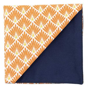 Pochette Japonais "Plumes de paon" orange