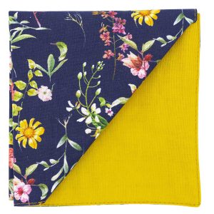 Pochette "Lac Léman" - fleurs colorées sur fond bleu