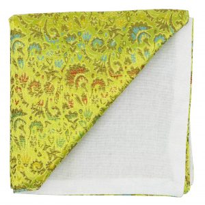 Pochette "Lotus" - plantes dorées sur fond vert pomme