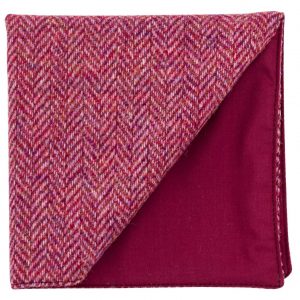 Pochette Tweed "Dundee" - chevron rose framboise