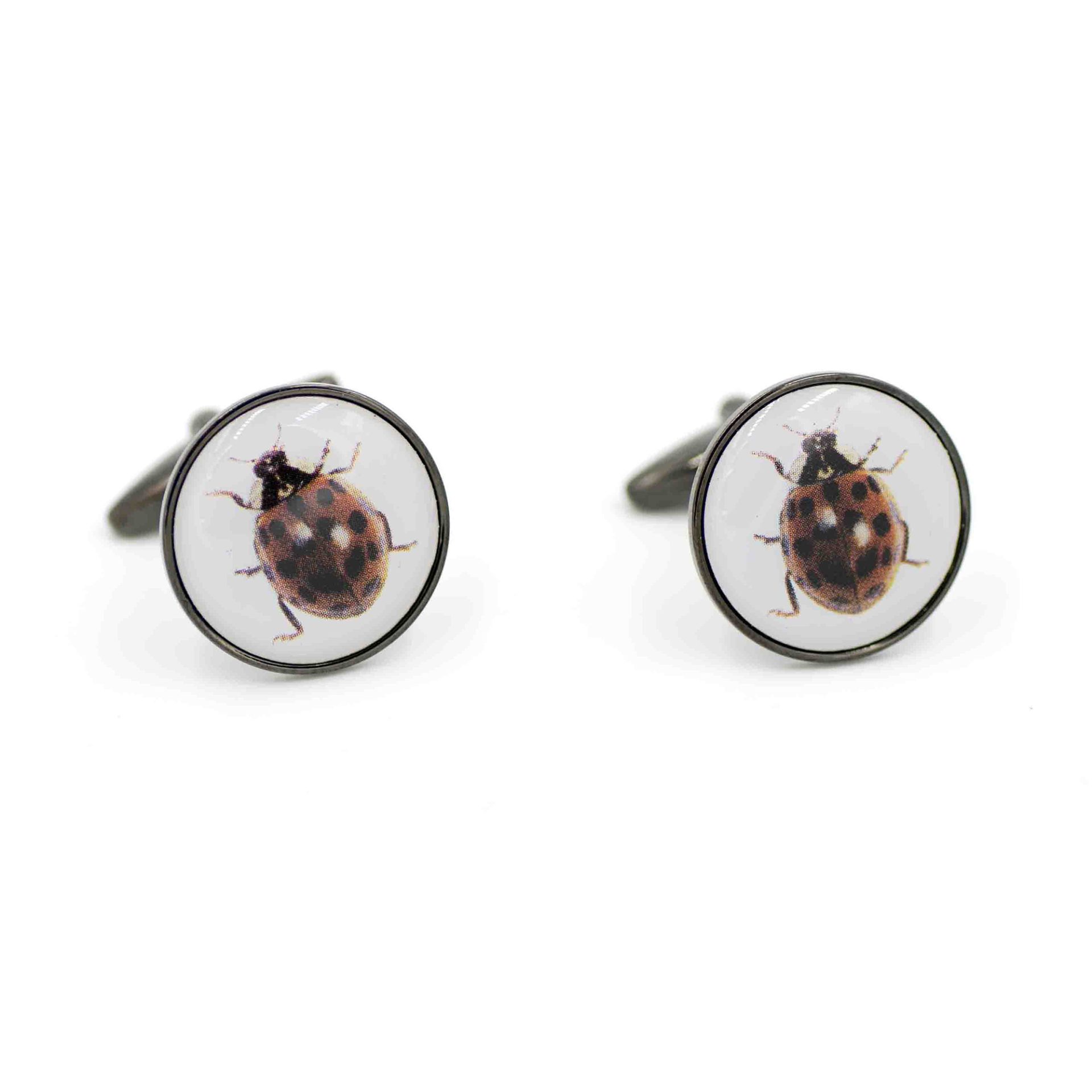 Bouton de manchette coccinelle rhodium