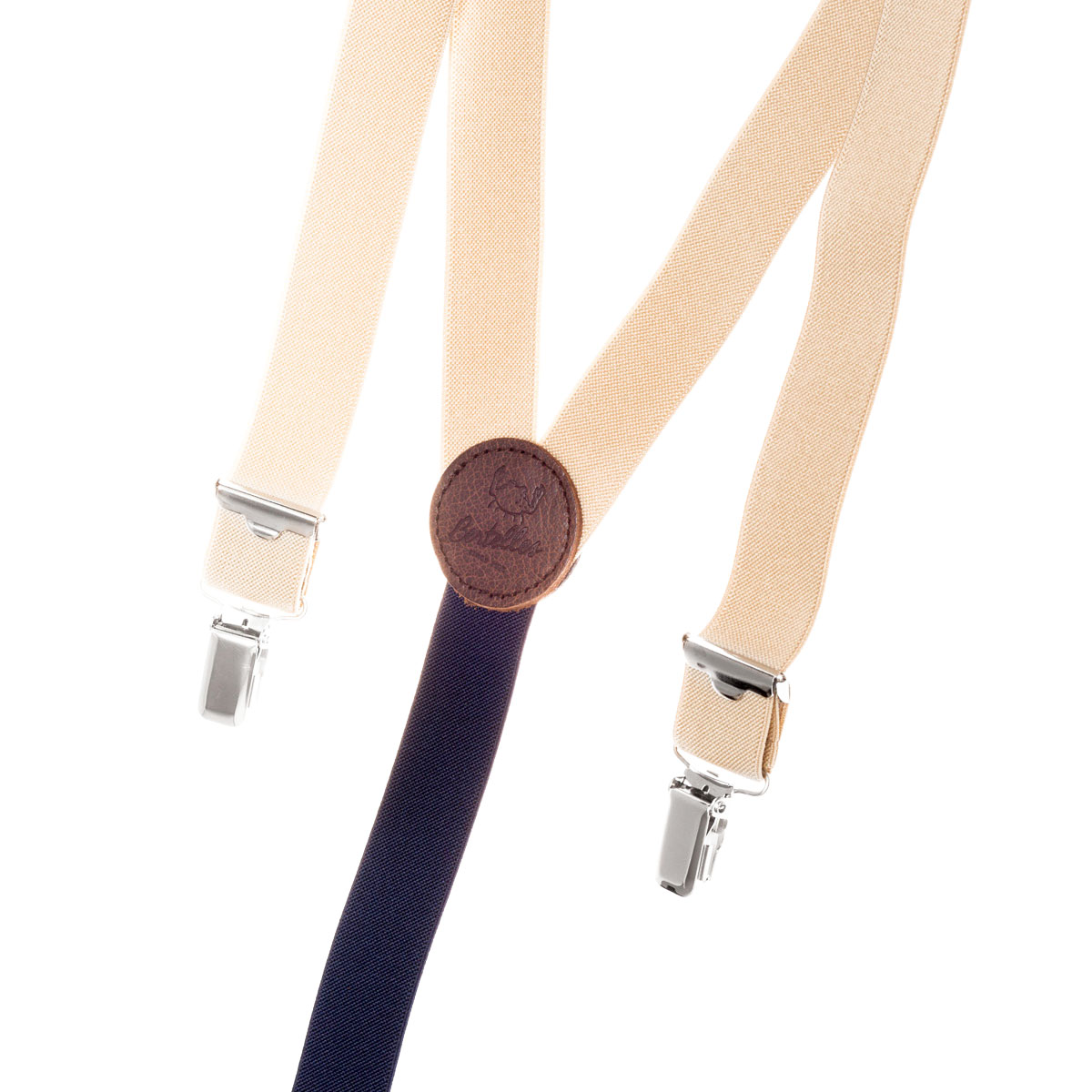 JAGGS revendeur Bertelles : Bretelles fines à pinces beige dépliées