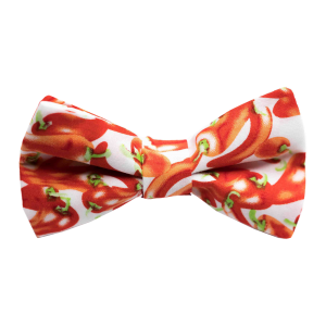 Nœud papillon "Hot and Spicy" - piments rouges sur fond blanc