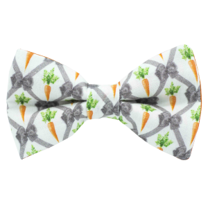 Nœud papillon "Veggie" - carottes orange sur fond blanc