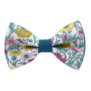 Nœud papillon Liberty "Rachel" fleuris bague Vert canard