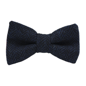 Noeud papillon tweed chevron bleu marine noir