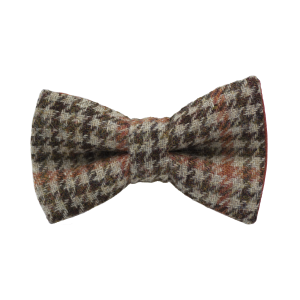 Noeud papillon tweed pied de poule beige orange