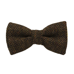 Noeud papillon tweed caviar oxford marron et orange foncé