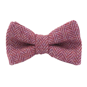 Noeud papillon tweed chevron rose framboise