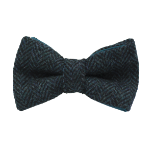 Noeud papillon tweed chevron turquoise