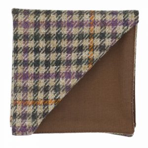 Pochette Tweed "Perth" - carreaux beige foncé, mauves et orange