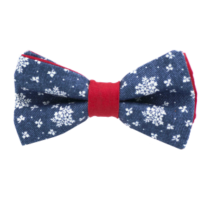 Nœud papillon Jean "Flower Fake" - Fleurs blanches